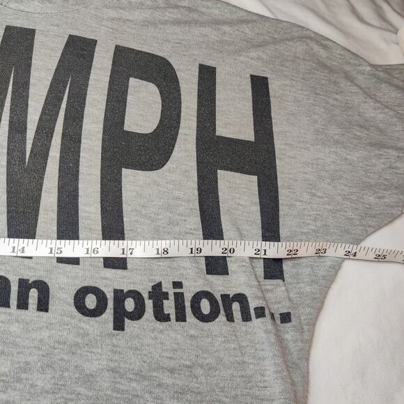 Poetry Triumph Spell Out Graphic Gray Cropped Relaxed Hoodie Sweatshirt Medium - Picture 8 of 9